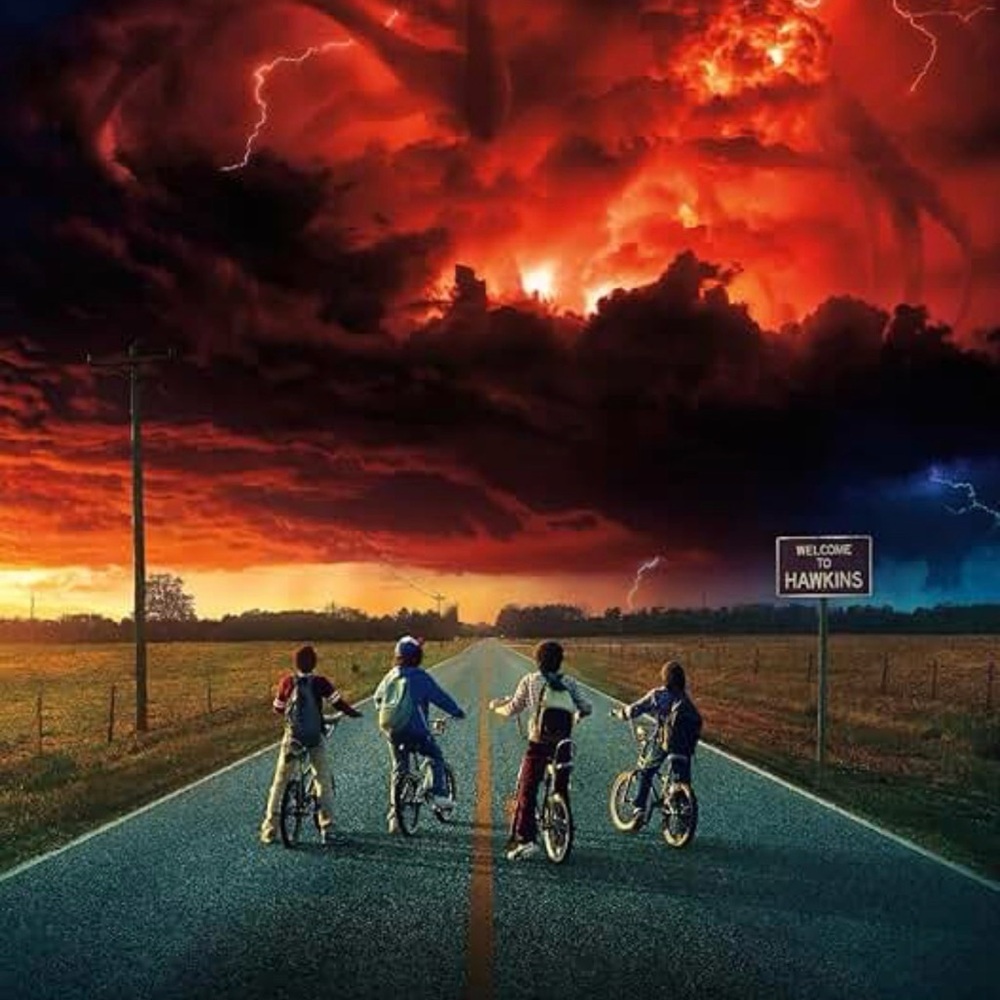 Stranger Things Poster with Dramatic Sky Aprox Size 24x36 Inches